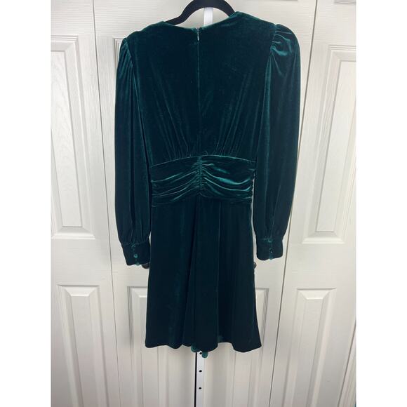 Vince Camuto Size 6 Twist Front Long Sleeve Velvet Dress Jewel Green Wicked - Picture 7 of 8
